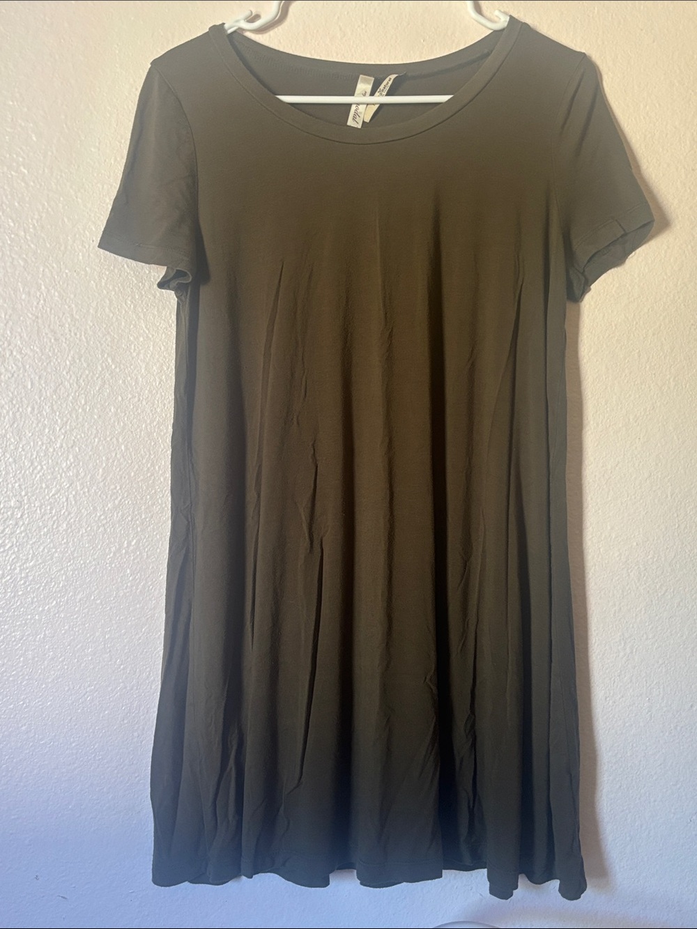 Woman’s Olive Green Tee Shirt Dress, Size M